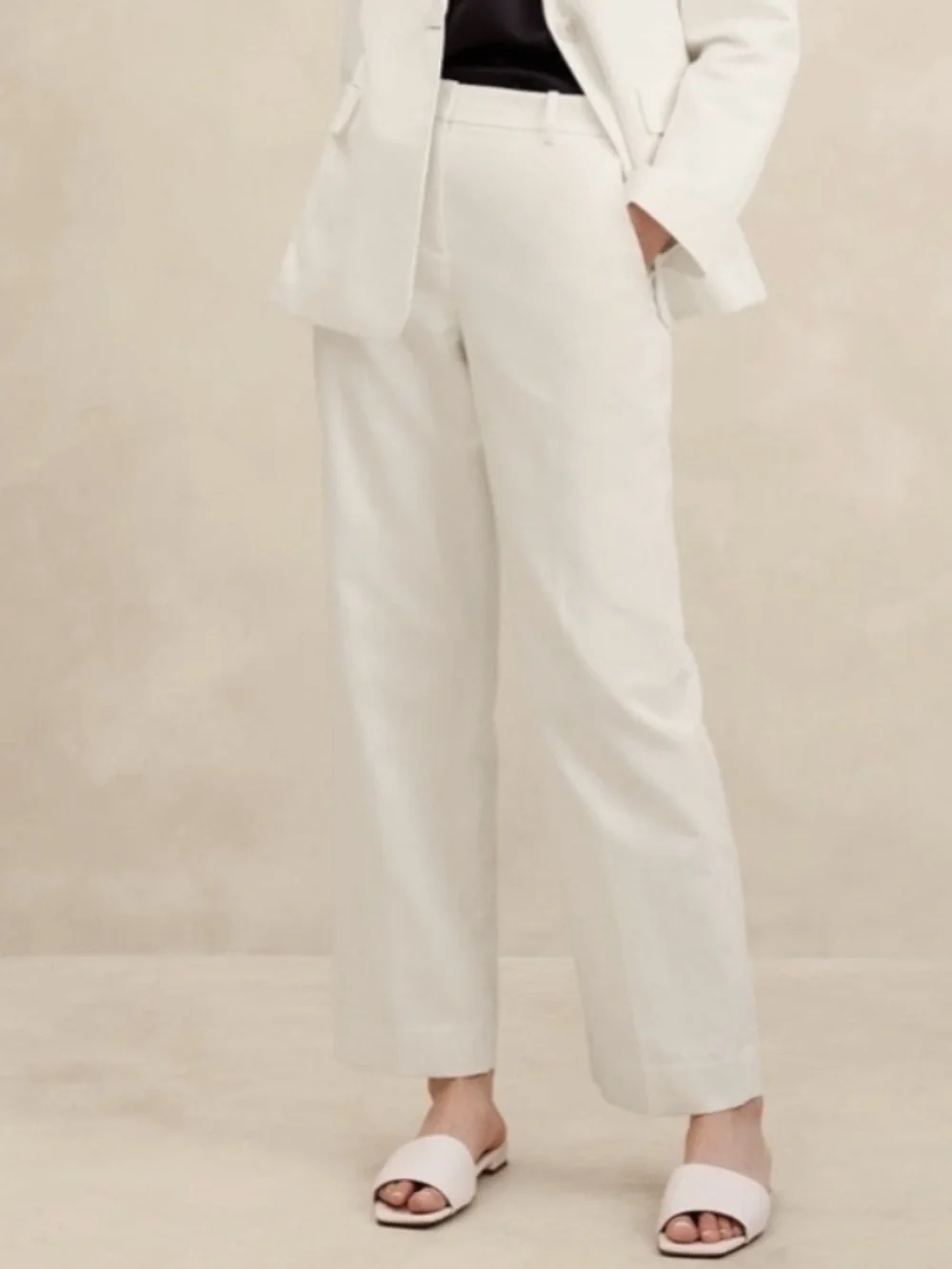 NWT! Banana Republic Seahaven Straight Italian Cotton Linen Pant - 6 Long 🖥️3️⃣